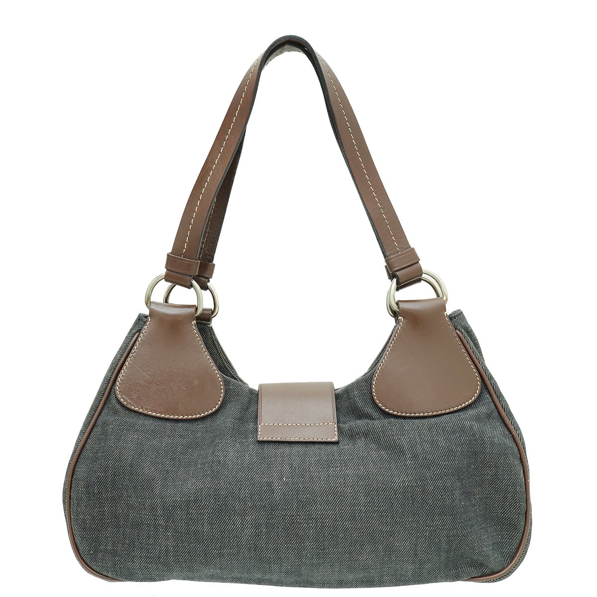 Prada Bicolor Denim Hobo Buckle Shoulder Bag-Prada-THE CLOSET