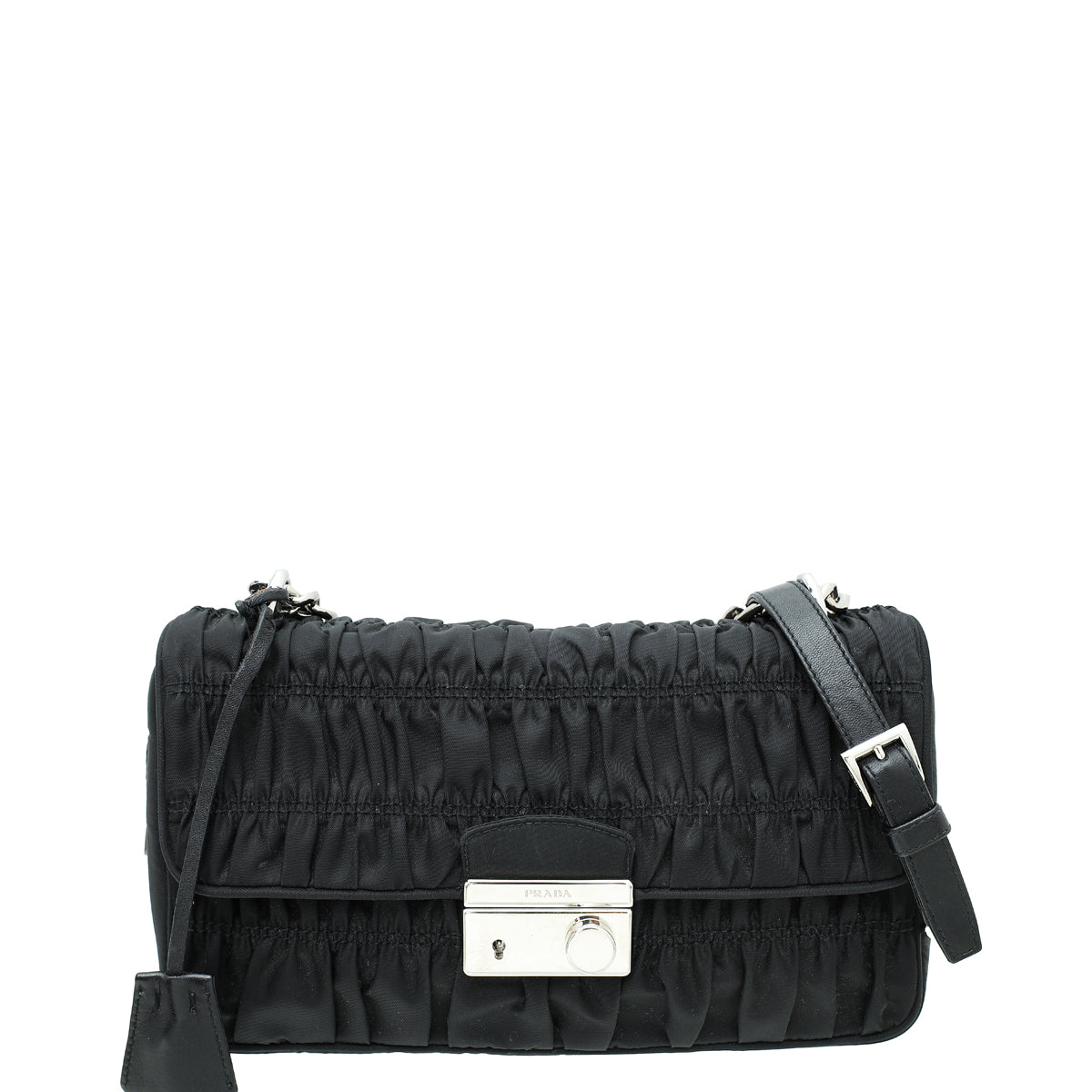 Prada Black Tessuto Gaufre Sound Chain Bag-Prada-THE CLOSET