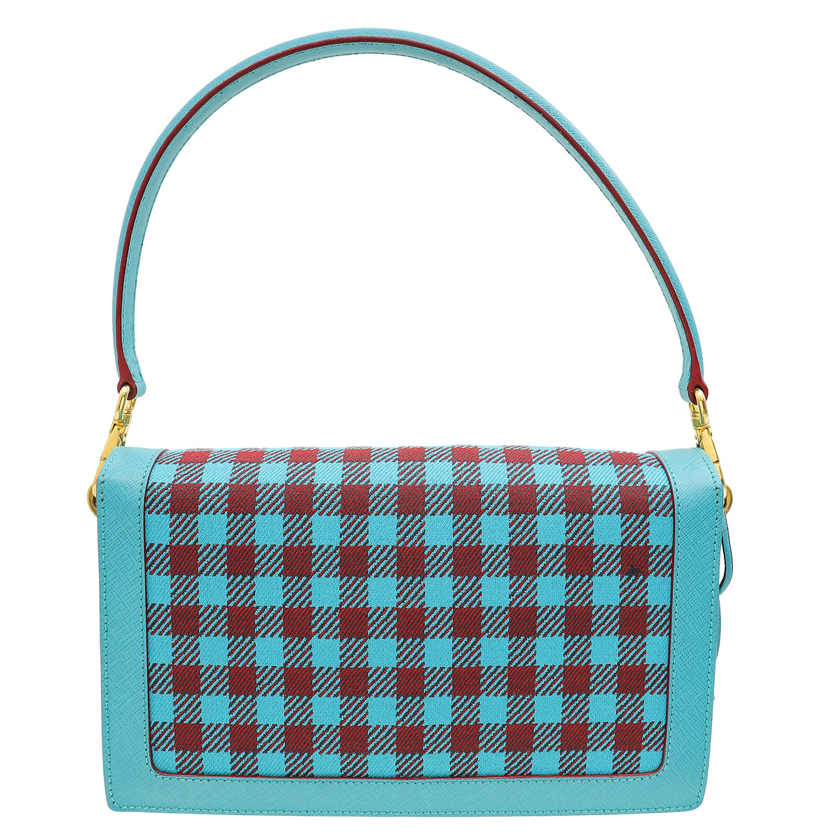 Prada Bicolor Houndstooth Jacquard Vichy Sound Shoulder Bag-Prada-THE CLOSET