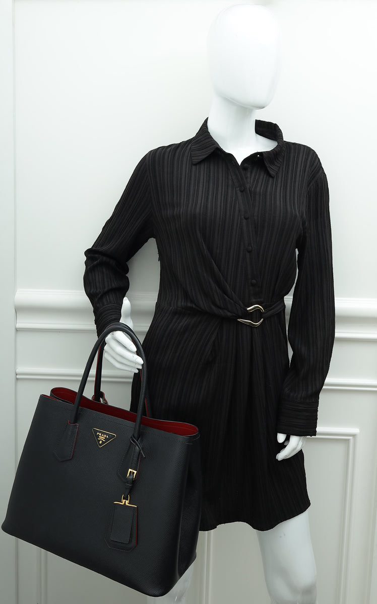 Prada Black Cuir Double Handle Large Bag