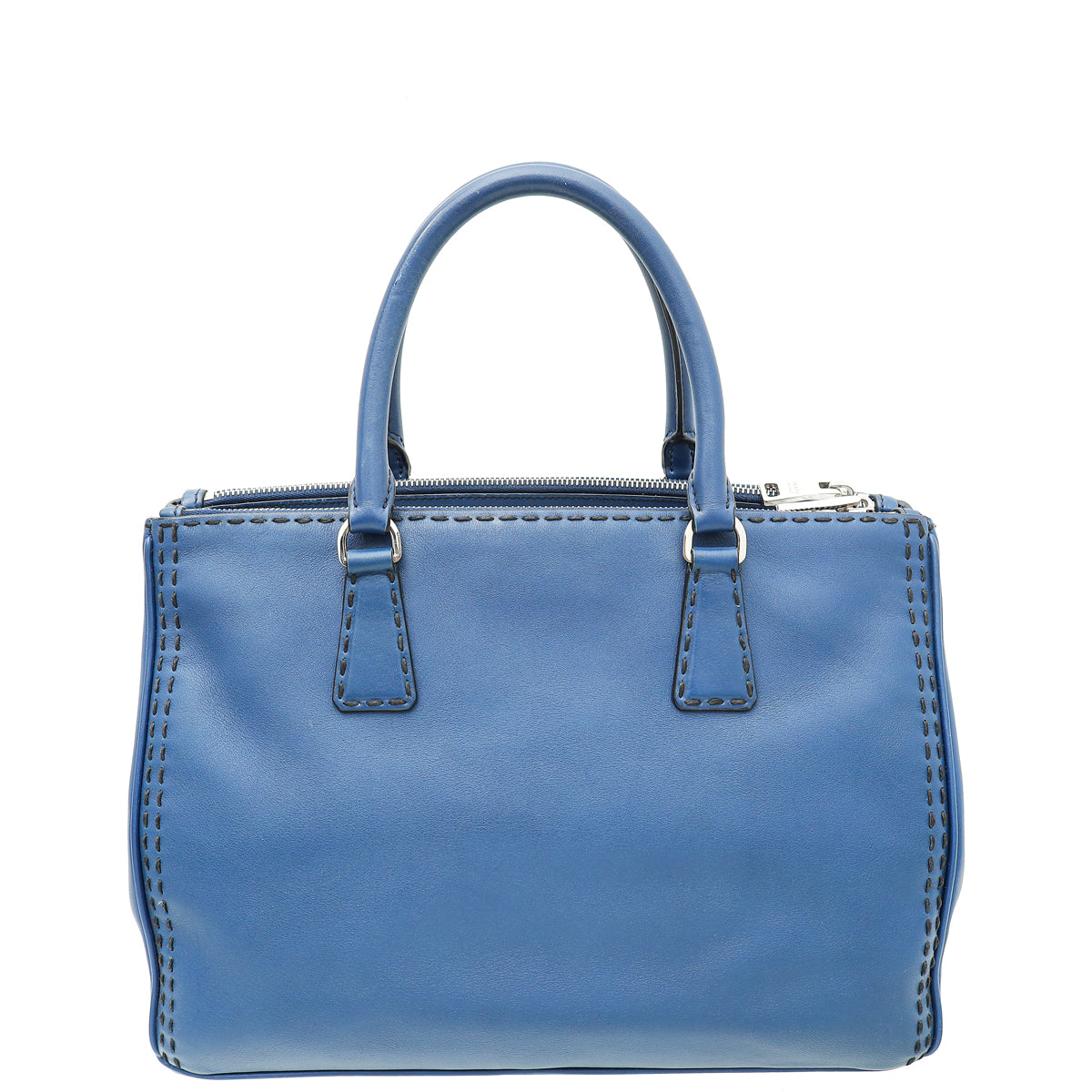 Prada Blue City Hand Stitched Galleria Tote Medium Bag-Prada-THE CLOSET