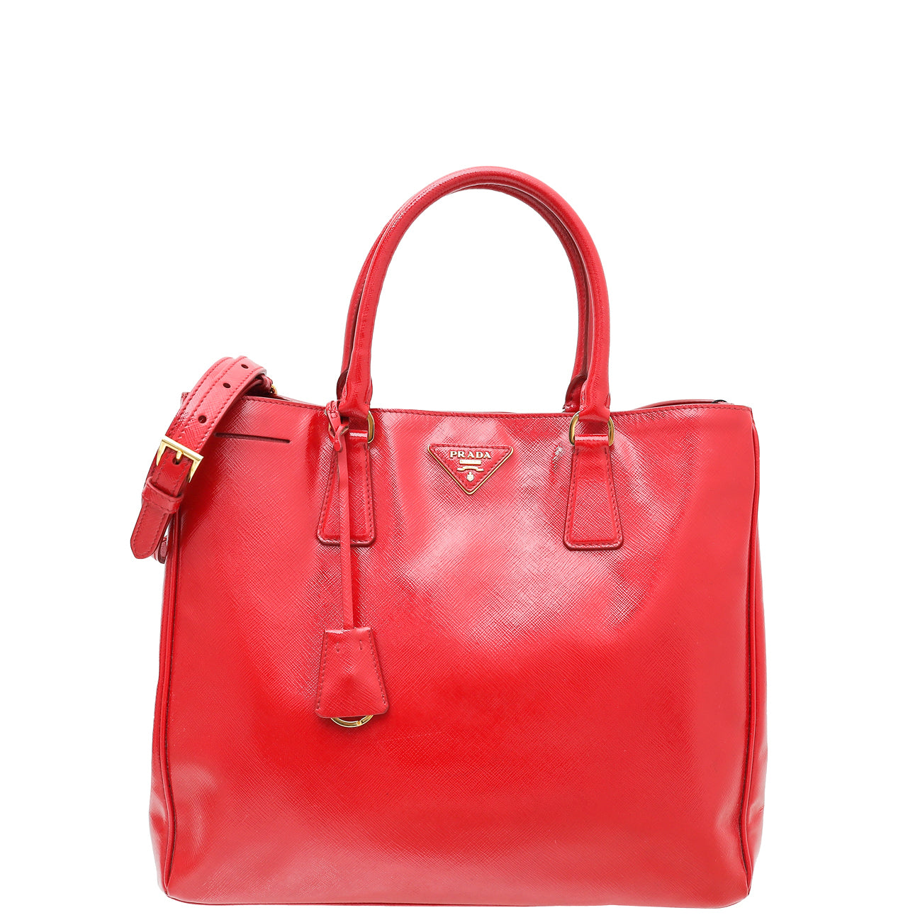 Prada Red Vernice Vertical Tote Bag-Prada-THE CLOSET