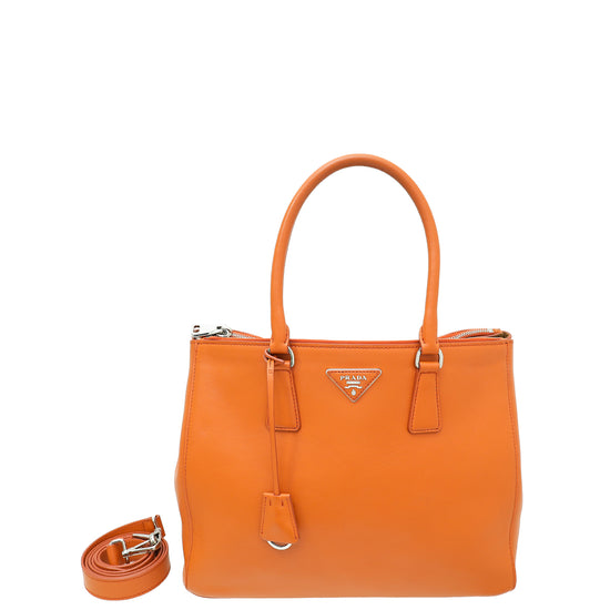 Prada Orange City Galleria Large Tote Bag