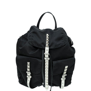 Prada Black rennylon studs vela backpack bage
