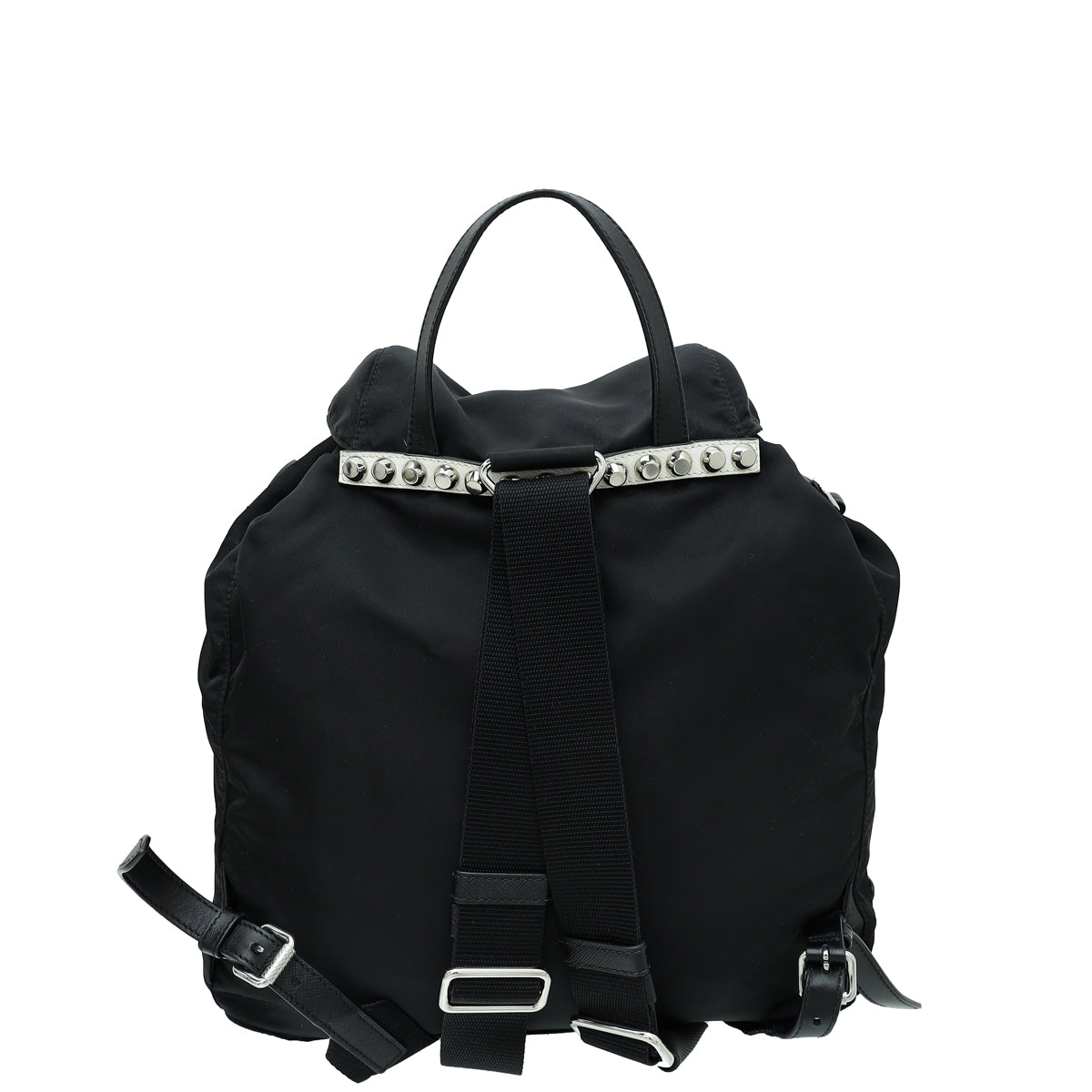 Prada Black Re-Nylon Studs Vela Backpack Bag