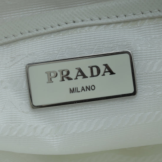 Prada Bianco Vela Re-Nylon Medium Backpack Bag W/ Pouch