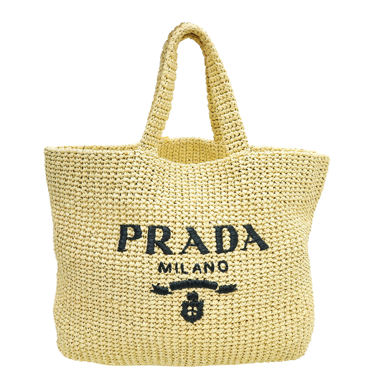 Prada Natural Crochet Tote Raffia-Effect Yarn Large Bag-Prada-THE CLOSET