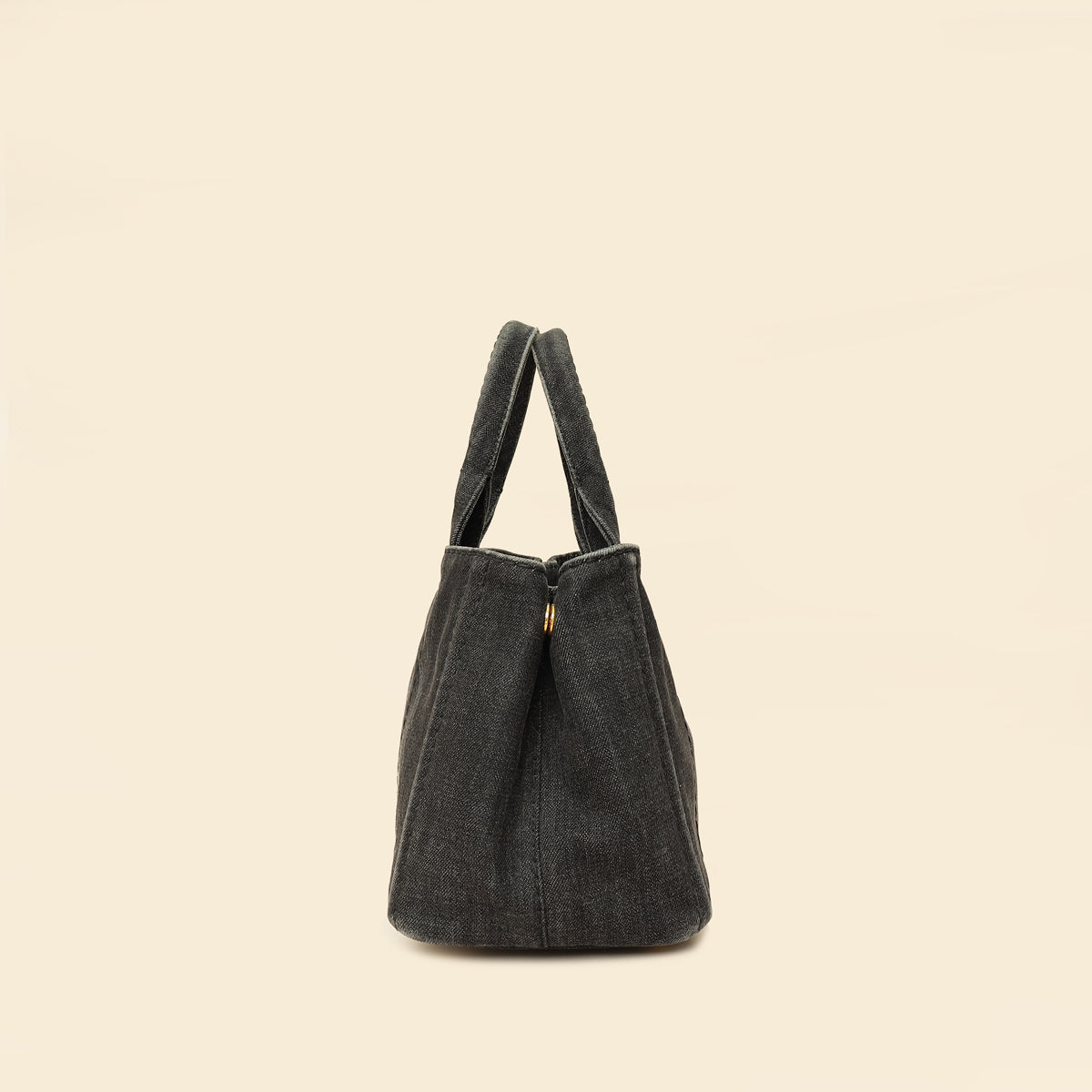 Prada Black Denim Logo-Print Small Tote Bag-Prada-THE CLOSET