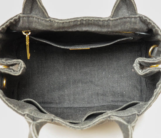 Prada Black Denim Logo-Print Small Tote Bag-Prada-THE CLOSET