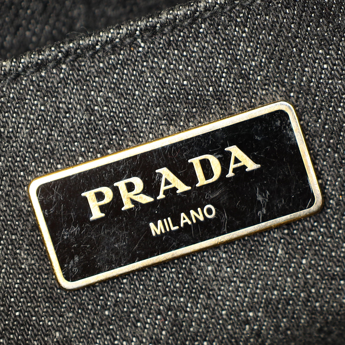 Prada Black Denim Logo-Print Small Tote Bag-Prada-THE CLOSET