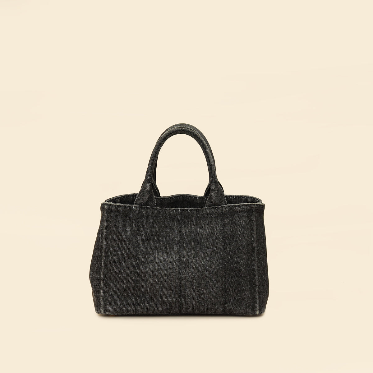 Prada Black Denim Logo-Print Small Tote Bag-Prada-THE CLOSET