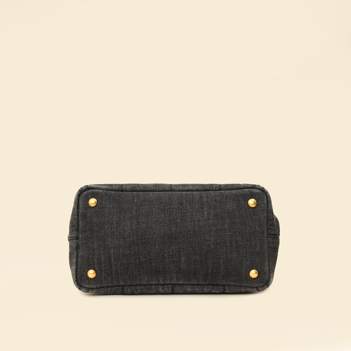 Prada Black Denim Logo-Print Small Tote Bag-Prada-THE CLOSET