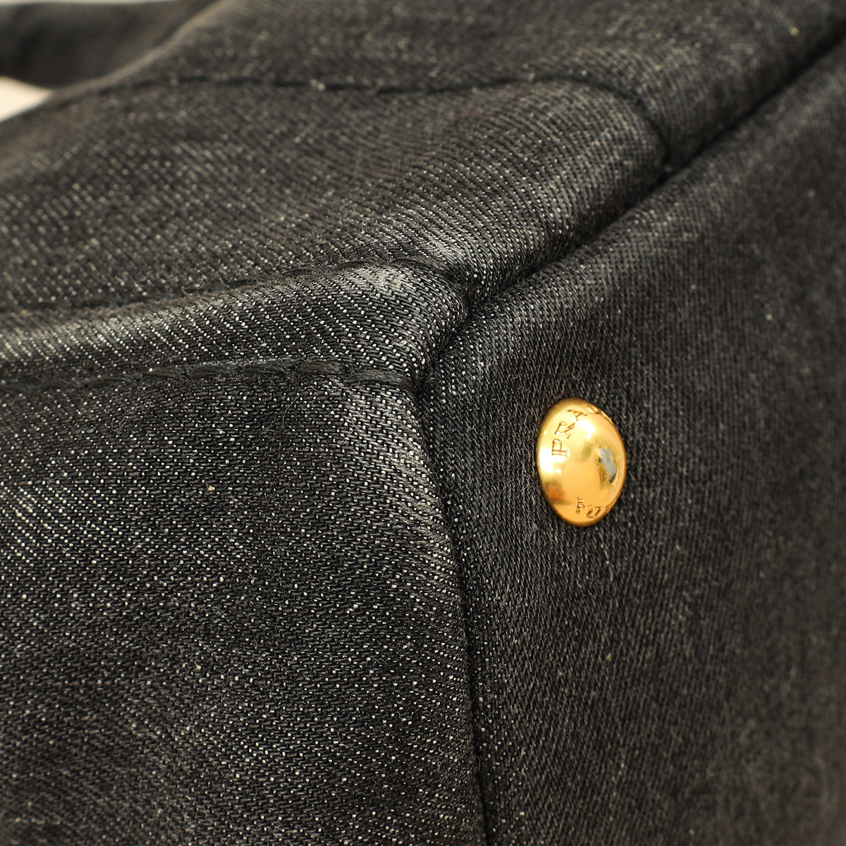 Prada Black Denim Logo-Print Small Tote Bag-Prada-THE CLOSET