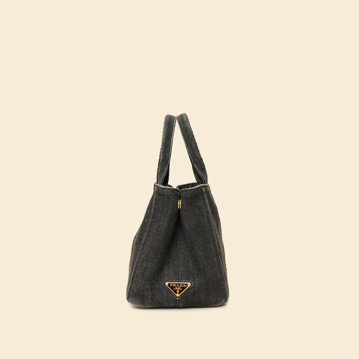 Prada Black Denim Logo-Print Small Tote Bag-Prada-THE CLOSET
