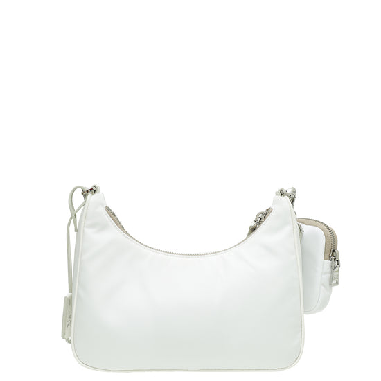 PRADA Tessuto Bianco Nylon White Tote Handbag Medium Italy