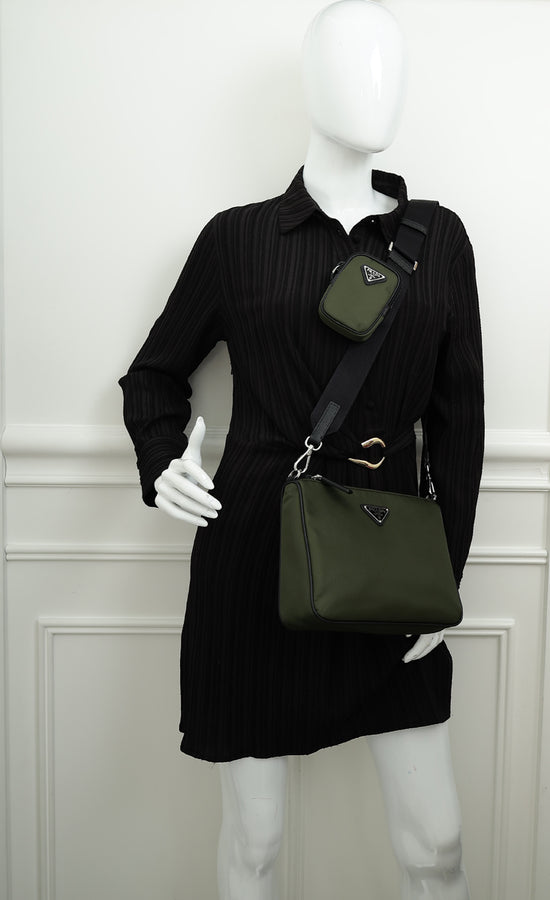 Prada Kaki Re-Nylon Shoulder Bag-Prada-THE CLOSET