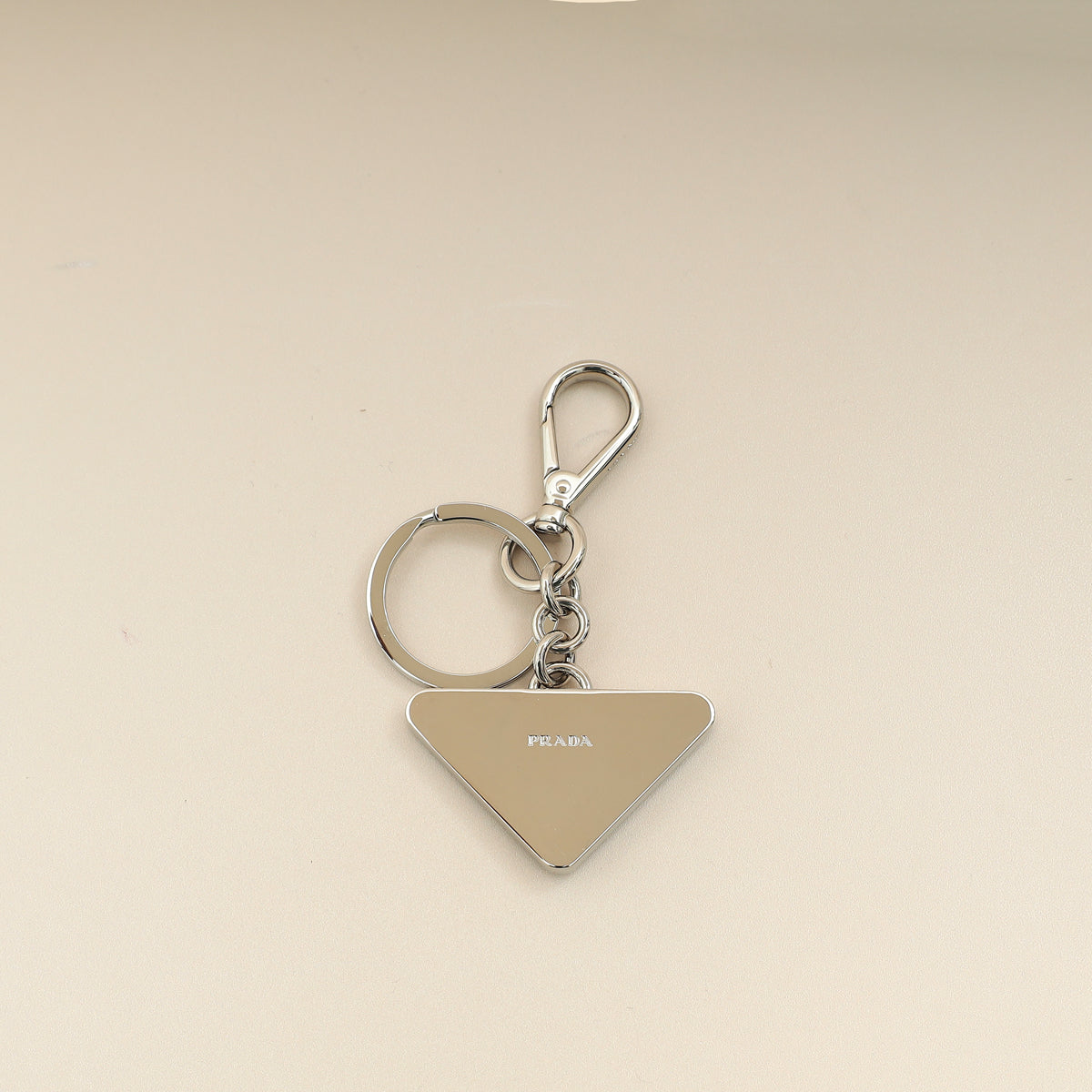Prada Black Triangle Logo Metal Keychain-Prada-THE CLOSET