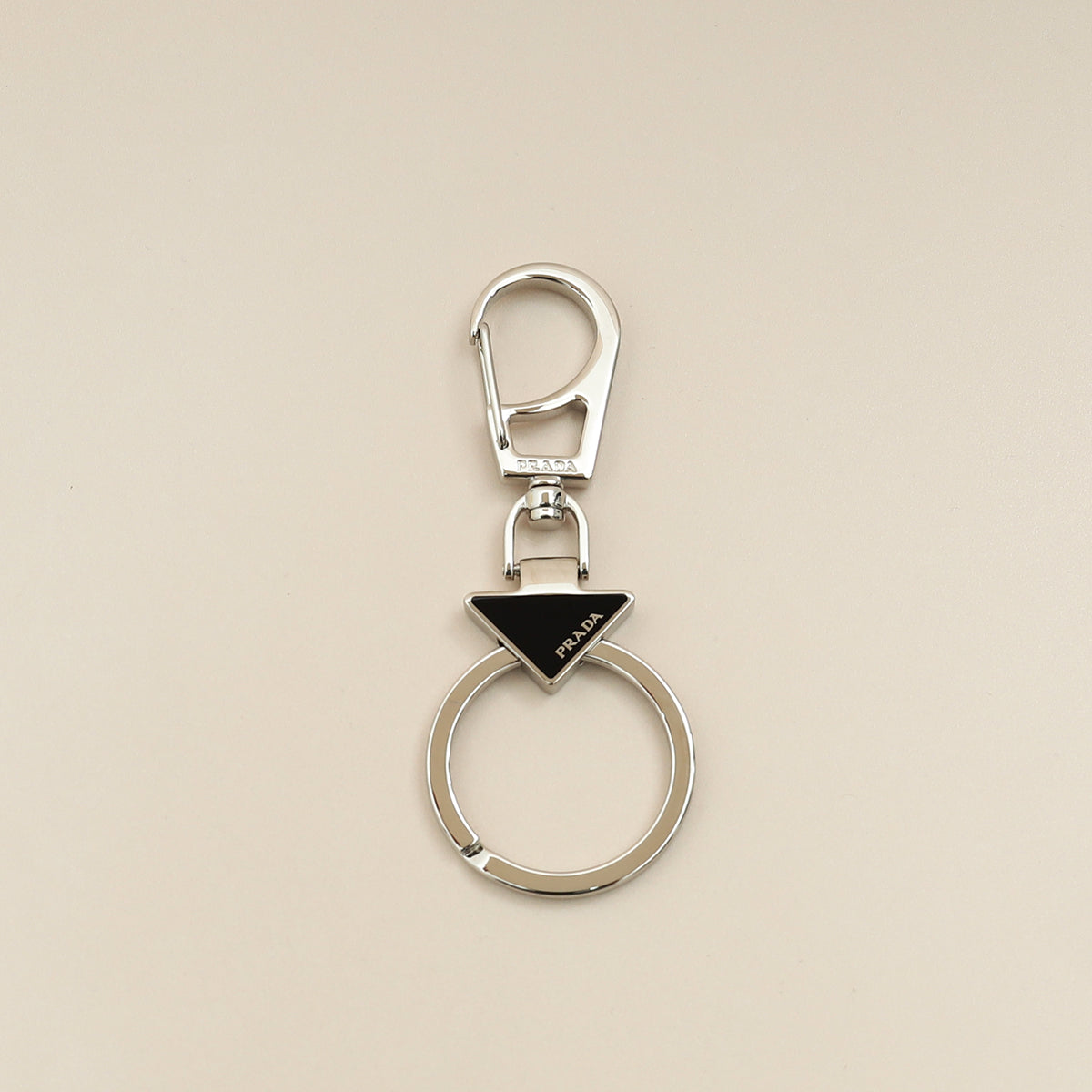 Prada Black Triangle Logo Keychain-Prada-THE CLOSET