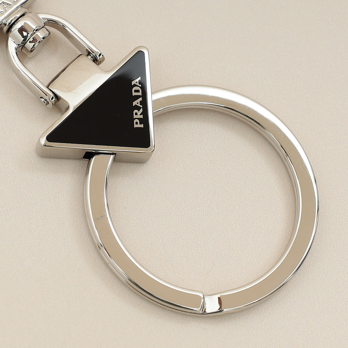 Prada Black Triangle Logo Keychain-Prada-THE CLOSET