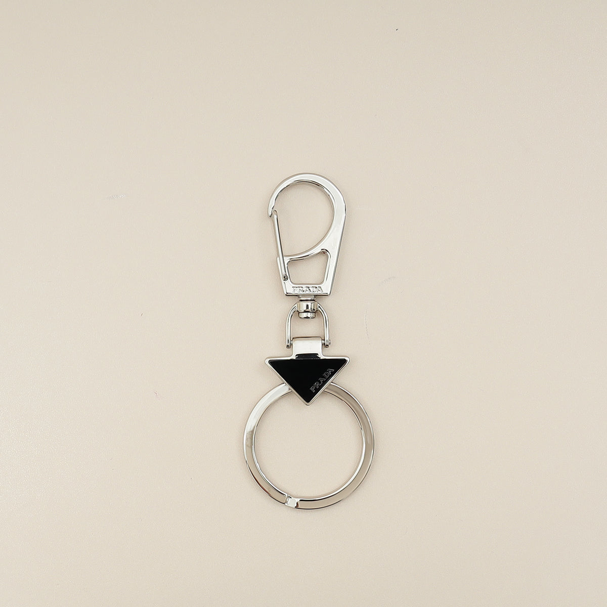Prada Black Triangle Logo Keychain-Prada-THE CLOSET