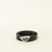Prada Black Triangle Logo Buckle Belt 34