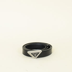 Prada Black Triangle Logo Buckle Belt 34