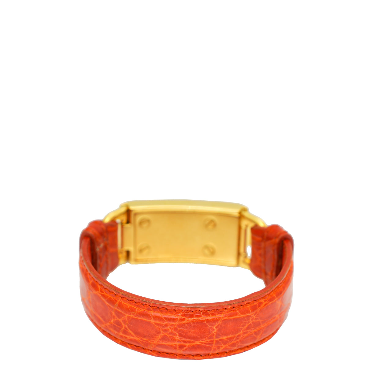 Prada Orange Crocodile Logo Bracelet
