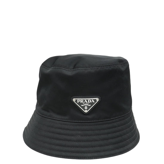 Prada Black Logo Re-Nylon Bucket Small Hat