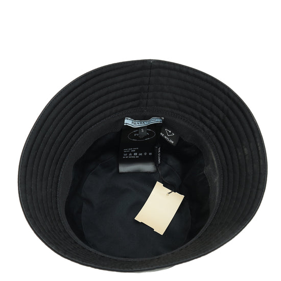 Prada Black Logo Re-Nylon Bucket Small Hat