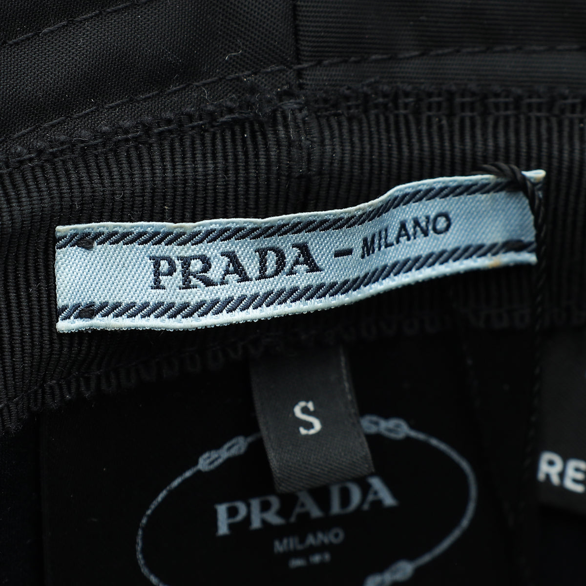 Prada Black Logo Re-Nylon Bucket Small Hat