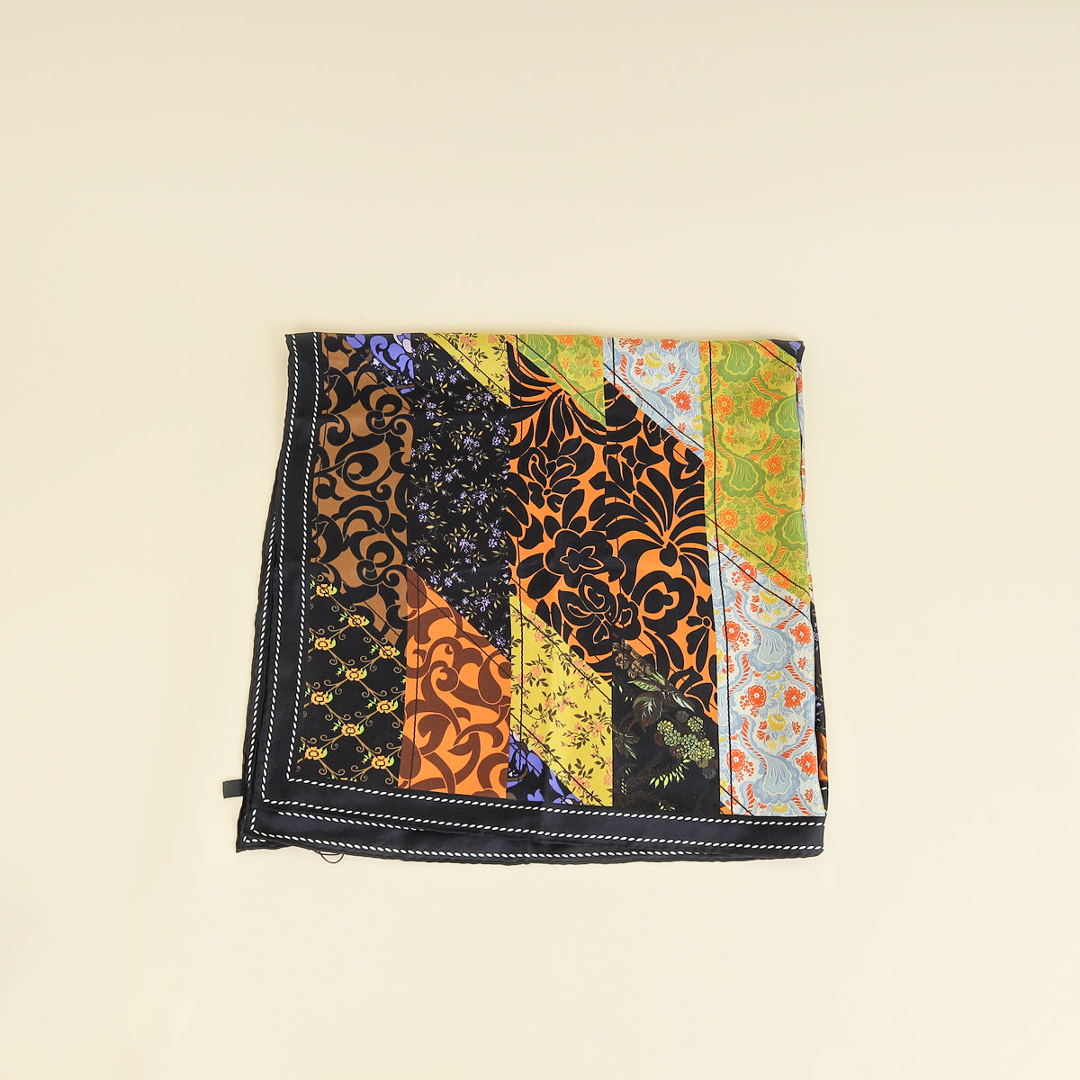 Prada Black Multicolor Printed Silk Scarf 90-Prada-THE CLOSET
