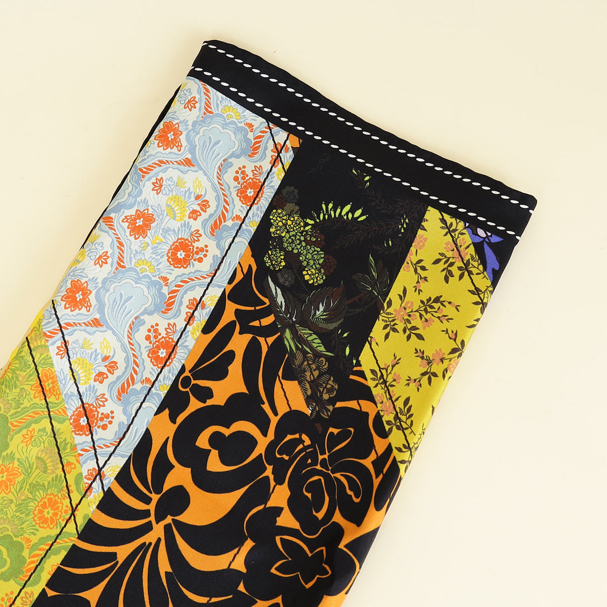 Prada Black Multicolor Printed Silk Scarf 90-Prada-THE CLOSET