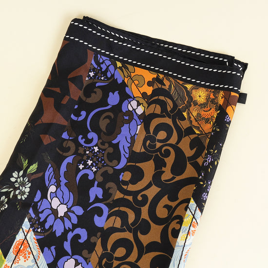 Prada Black Multicolor Printed Silk Scarf 90-Prada-THE CLOSET