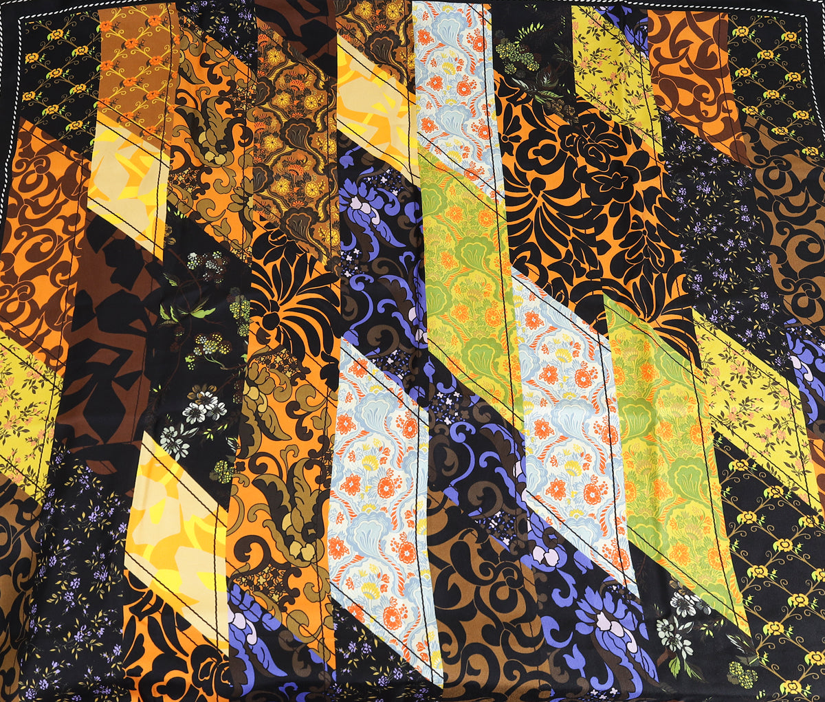 Prada Black Multicolor Printed Silk Scarf 90-Prada-THE CLOSET