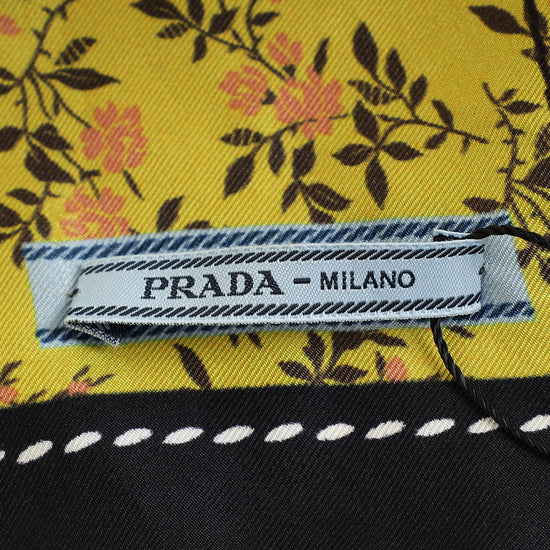Prada Black Multicolor Printed Silk Scarf 90-Prada-THE CLOSET