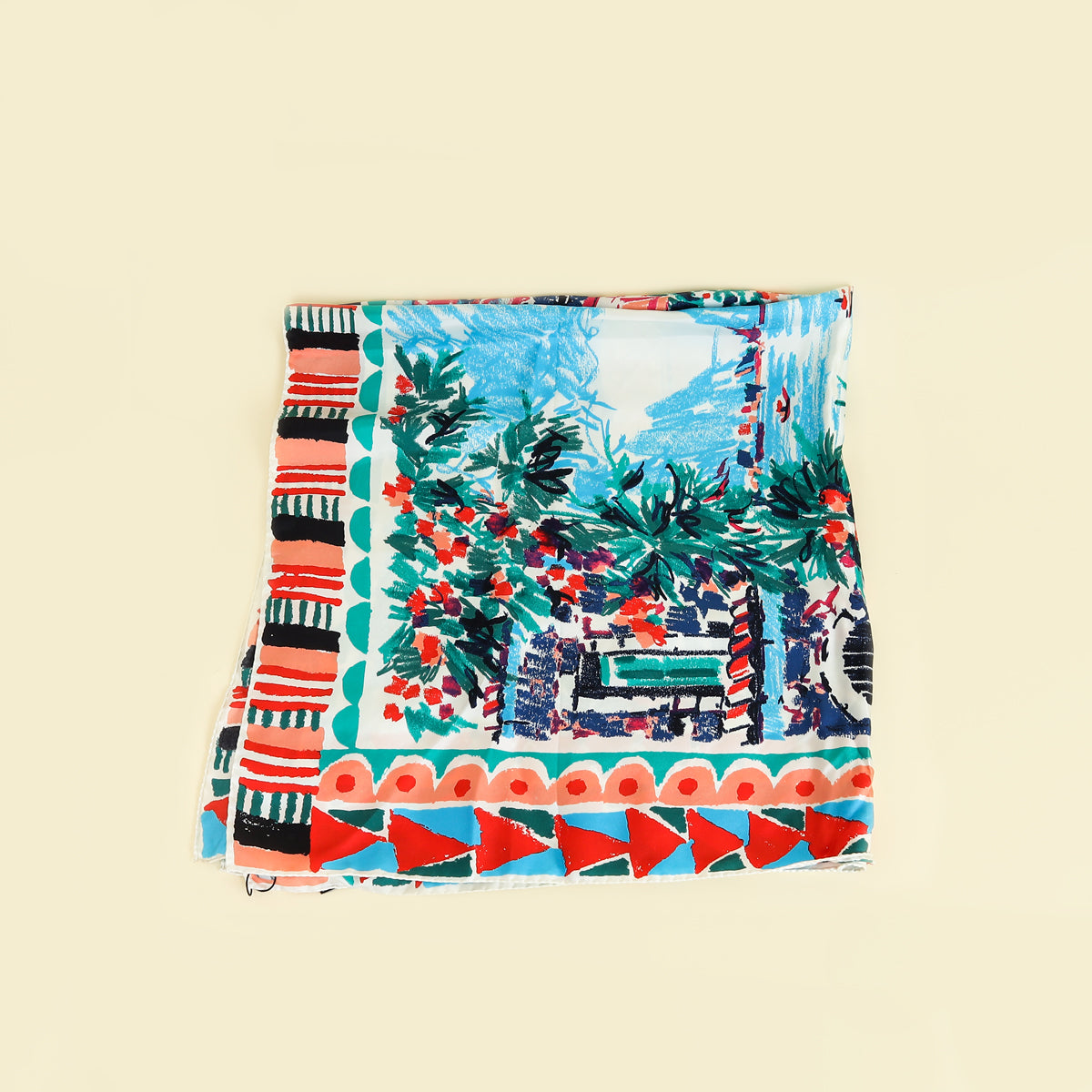 Prada Multicolor Printed Silk Scarf 90-Prada-THE CLOSET