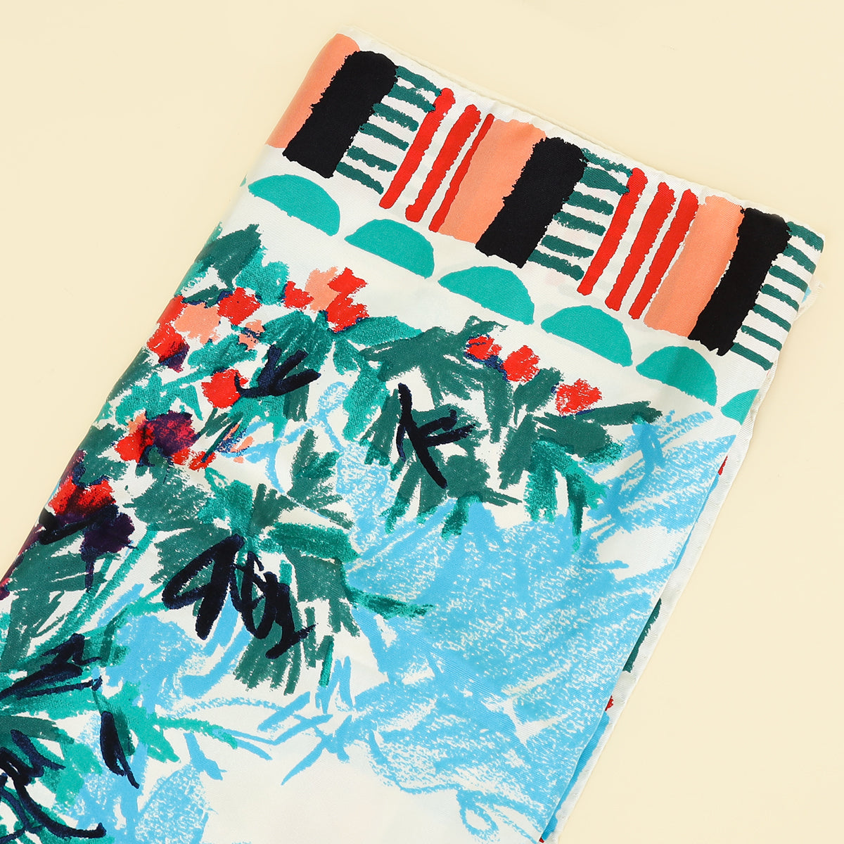 Prada Multicolor Printed Silk Scarf 90-Prada-THE CLOSET