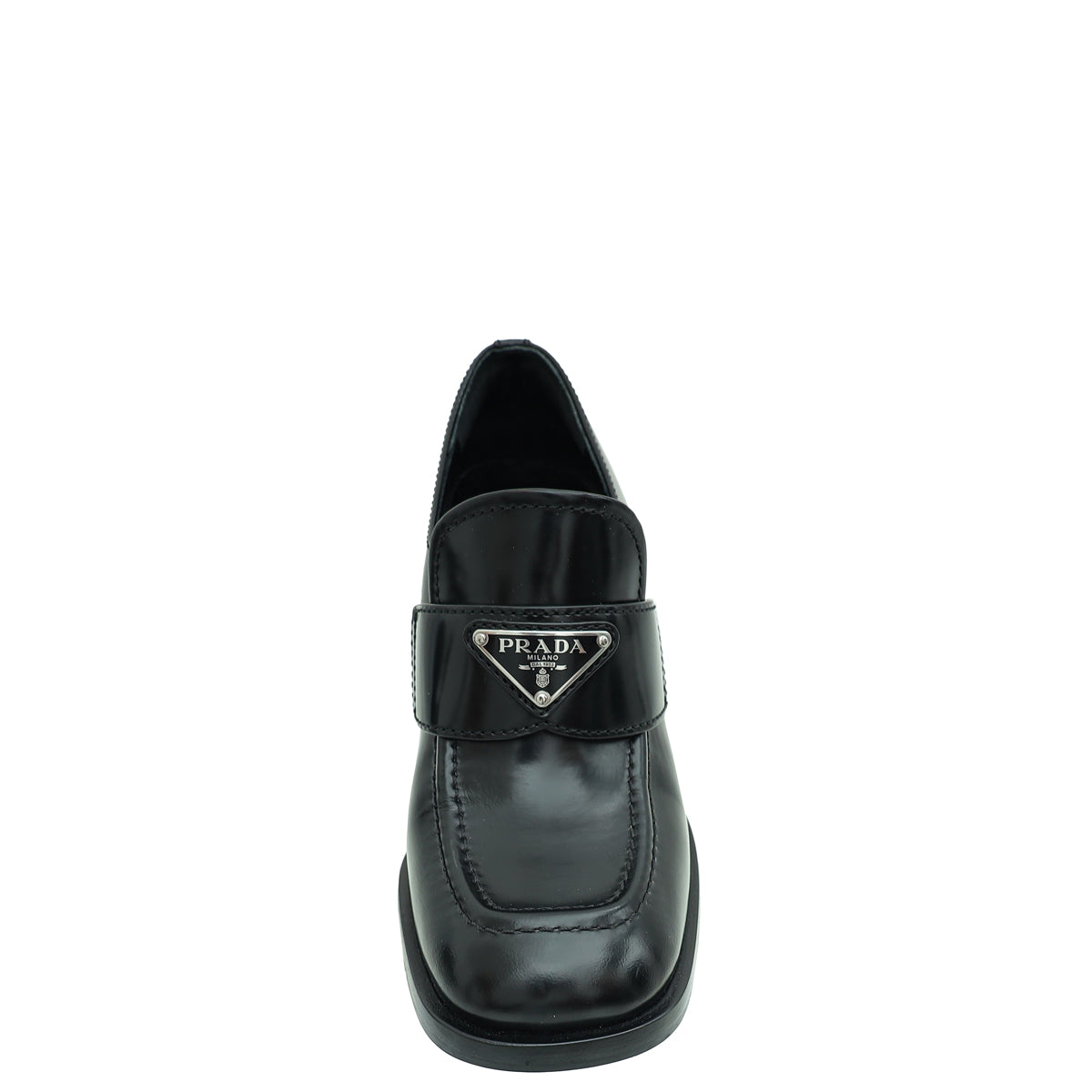 Prada Black Brushed Heeled Loafers 36.5-Prada-THE CLOSET