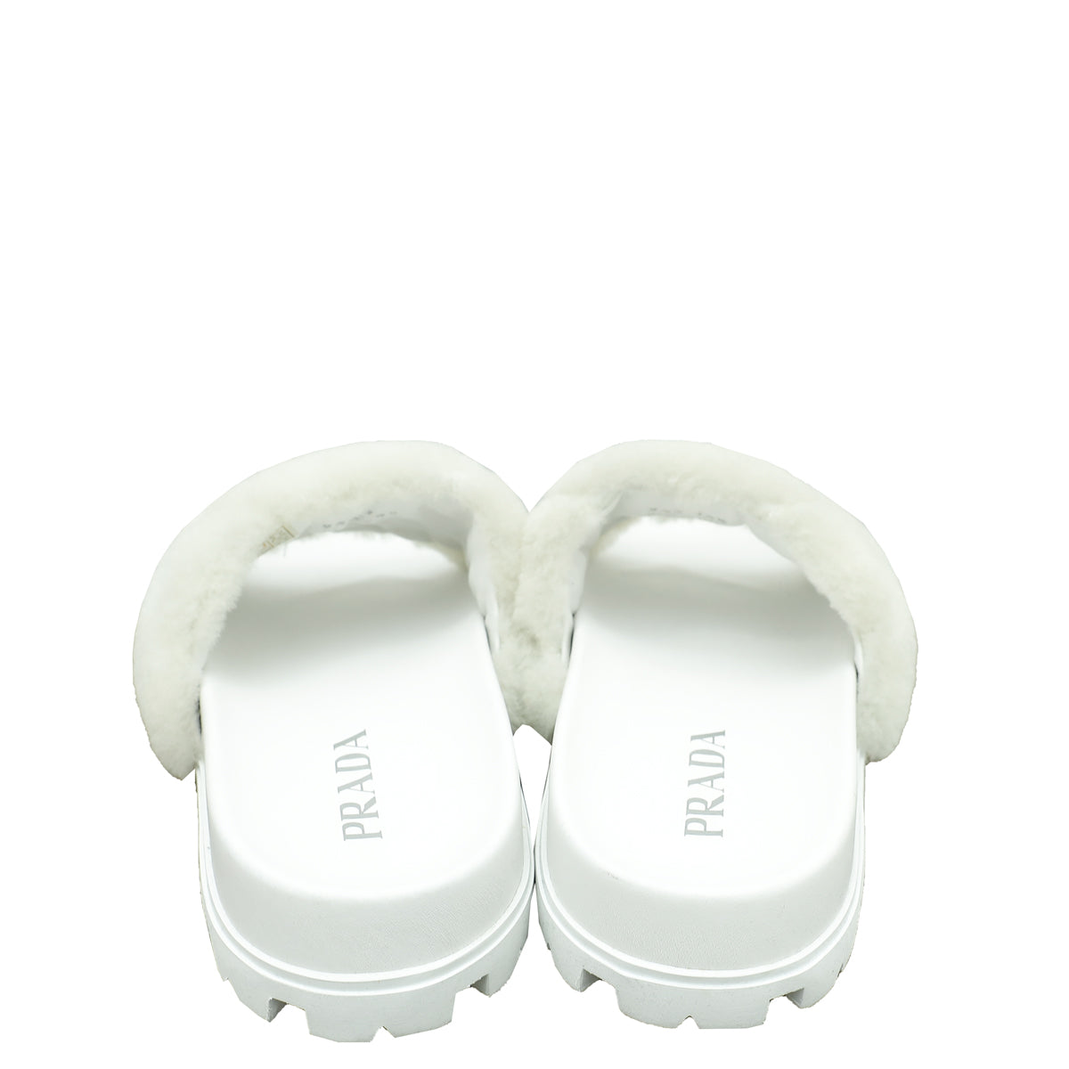Prada White Logo Shearling Slide Sandal 36.5