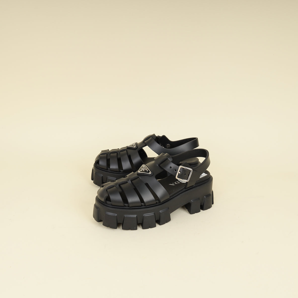 Prada Black Rubber Monolith Sandals 37-Prada-THE CLOSET