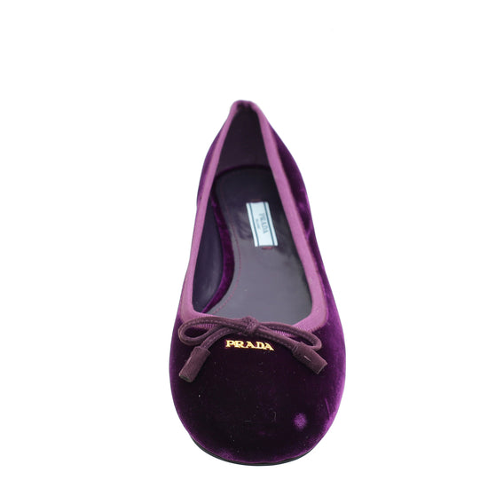 Prada Violet Velvet Ballerina Flats 38.5