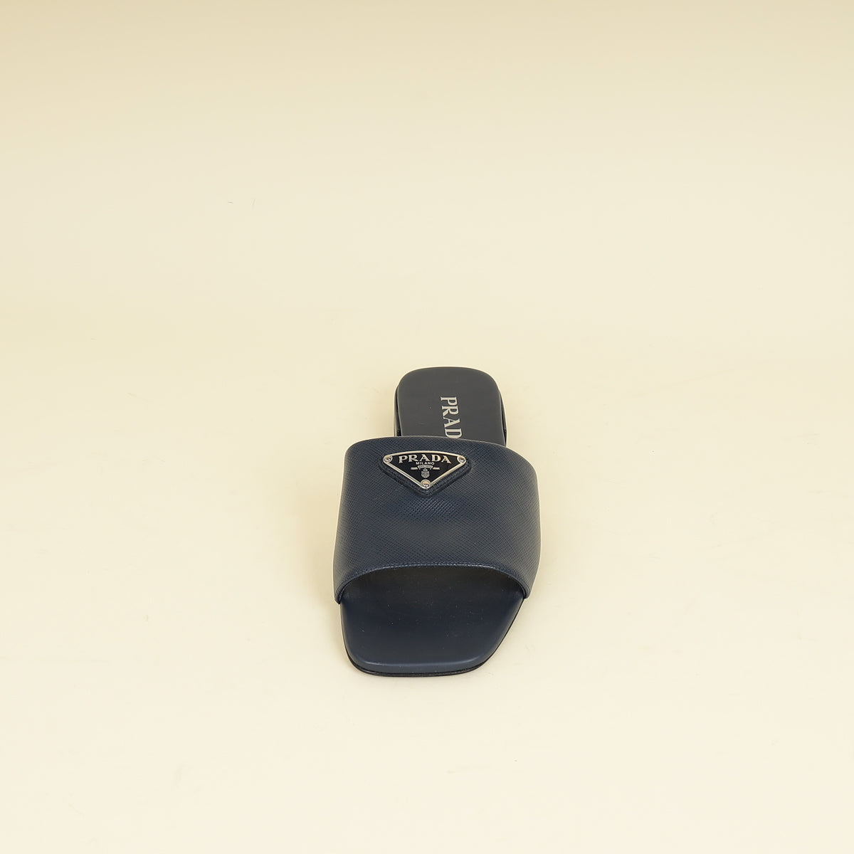 Prada Navy Blue Logo Slide Sandal 38-Prada-THE CLOSET