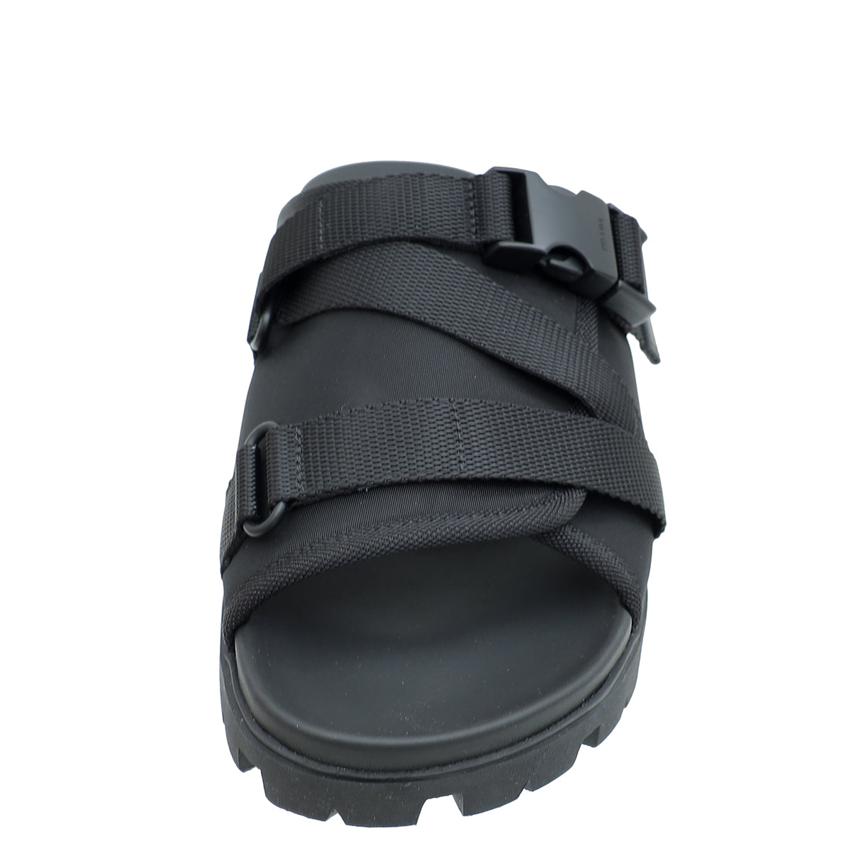 Prada Black Re-Nylon Buckle Slide Sandal 6-Prada-THE CLOSET