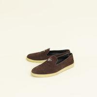 Prada Chocolate Logo Suede Loafer 10