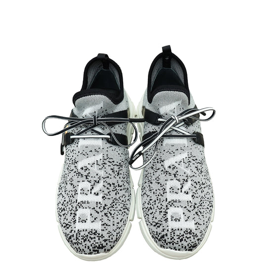 Prada Bicolor Metallic Knit Logo Sneaker 36.5