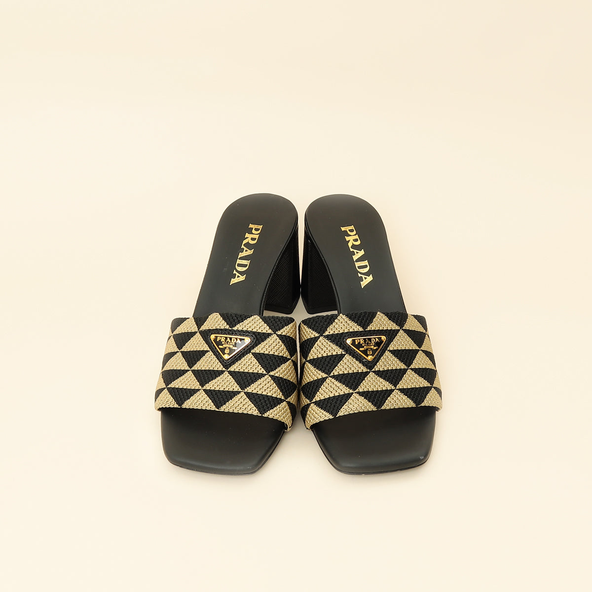 Prada Bicolor Embroidered Fabric Slide Heel Mules 36.5-Prada-THE CLOSET