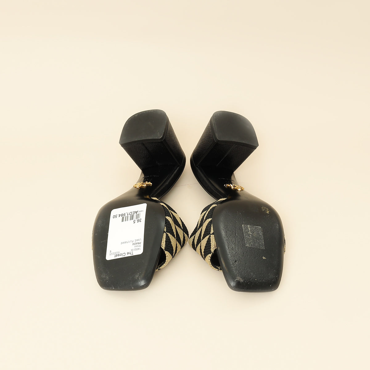 Prada Bicolor Embroidered Fabric Slide Heel Mules 36.5-Prada-THE CLOSET