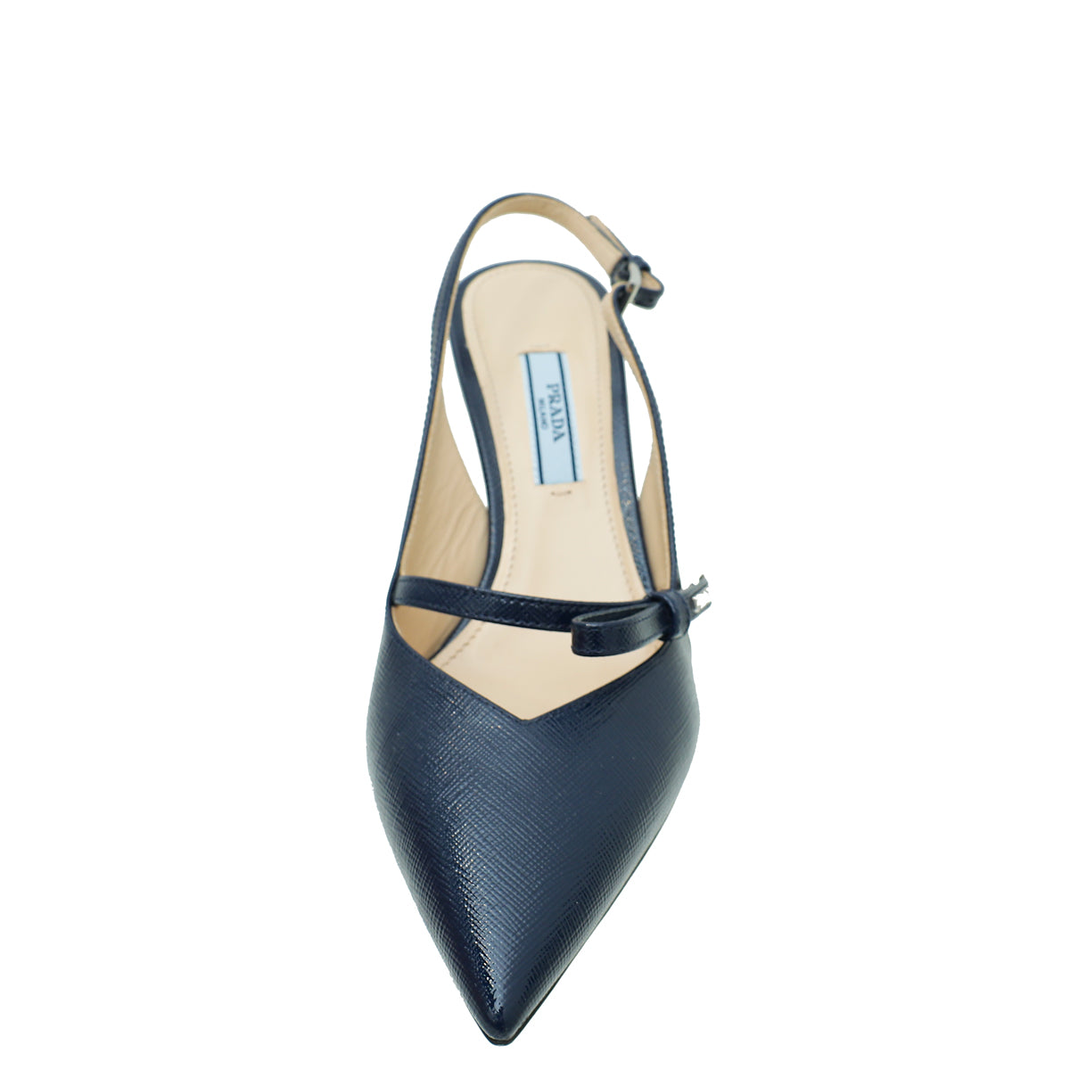Prada Navy Blue Vernice Bow Slingback Pump 36-Prada-THE CLOSET