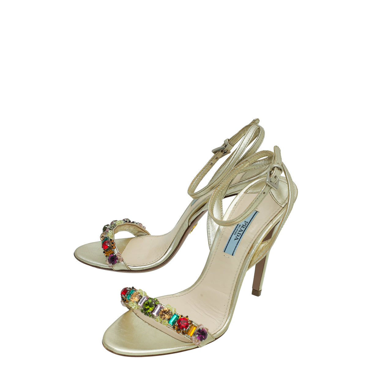 Prada Gold Crystal Embellished Sandal 36-Prada-THE CLOSET
