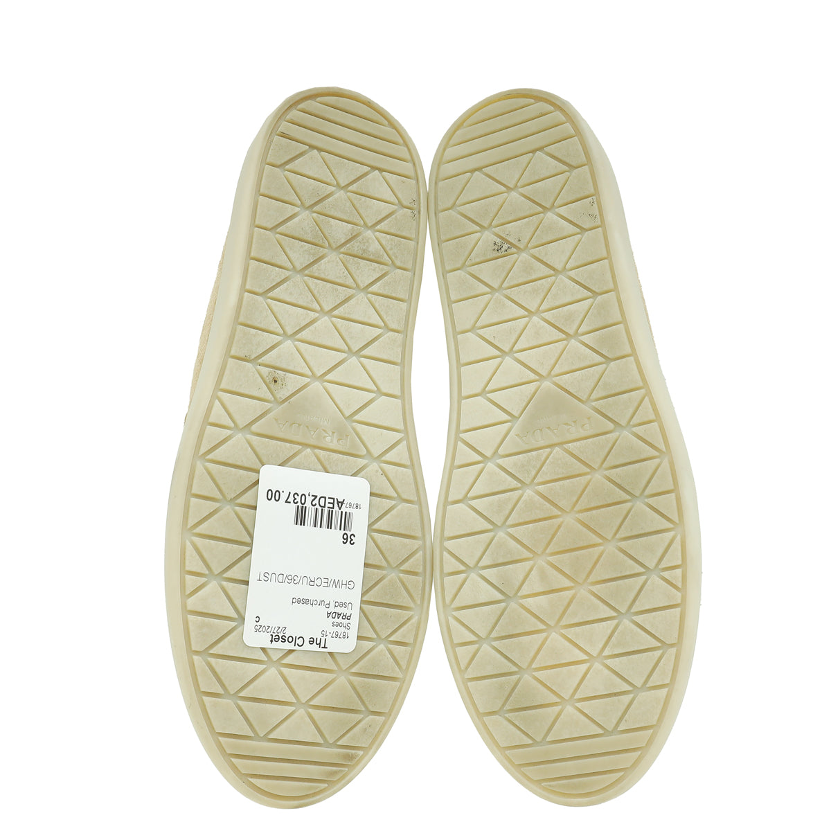 Prada Ecru Logo Suede Loafer 36